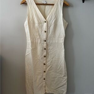 J. Crew Sleeveless Button-Front Cream Linen Dress size 4